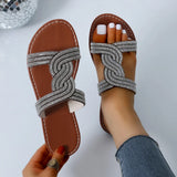 Breakj Slippers Female 2024 Summer Soft Bottom Wear A Line Diamond Beach