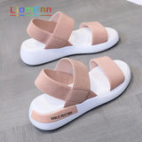 Sandals 2021 Summer Elastic Fabric Flat Sandals Women Ladies Gray Pink Sandal Female Beach Shoes designer zapatos