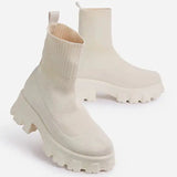 Women Boots White Platform Boots For Winter Autumn Botas Femininas Socks Ankle Boots Platform Shoes Women Heels Botines