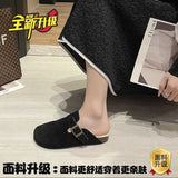 Boken Shoes Half-Pack Slippers Women's Spring And Summer 2023 New Retro One-Toe Slippers Lazy Ins