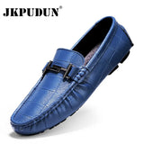Leather Men Shoes Luxury Brand Casual Slip on Formal Loafers Men Moccasins Italian Black Blue Male Driving Shoes