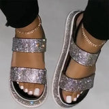 Summer Crystal Sandals Ladies Platform Elastic Band Open Toe Bling Flat Shoes Female Fashion Casual Woman Sandal