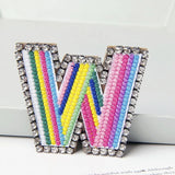 Jewelry 26 English DIY Name Letters Alphabet Rainbow Embroidery with Pin Ouch Beeding Womens Brooches Patches