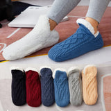 Woolen Socks Women Thicken Warm Home Bedroom Socks Slippers Men Non-slip Foot Warmer Snow Socks Calcetines