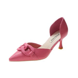 Fashion Women Pumps Pointed Toe Metal Chain Sweet Style Purple Pink Office Dress Shoes Party Pumps Thin High Heels Elegant
