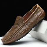 Men Casual Shoes Luxury Brand Genuine Leather Mens Loafers Moccasins Soft Breathable Slip on Boat Shoes Plus Size