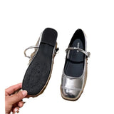 Bright Face Single Shoes Women's 2024 Spring New Korean Flat-Bottomed Flat-Soled Pea Shoes Small Leather