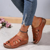 Size 2024 Spring / Summer Slope Heel Hollowed-Out Slippers Women's Casual Pedaling Sewing Thread Slope Heel