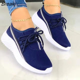 Women's Knitted Mesh Sneakers Fashion Soft Bottom Breathable Outdoor Leisure Walking Shoes Summer Women Vulcanized