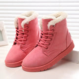 Snow Boots Flat Lace Up Winter Plus Size Platform Ladies Warm Shoes 2021 New Flock Fur Women's Suede Ankle Boots