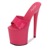 Breakj Patent Leather 17Cm20cm High Heels Heel Sexy Waterproof Platform Hate Day High Slippers Female