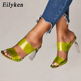 PVC Transparent Slippers Open Toes Sexy Serpentine High Heel Crystal Women's Shoes Transparent High Heels 11cm