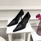 Breakj NEW Women's Shoes LEATHER Woman High Heels Pointed Toe Women Pumps for Fashion Office Lady Slip on Sock Free White