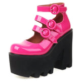 Female Mary Janes Pumps Brand Candy Color Buckle High Heel Platform Women Pumps Elegant Fashion Cool Pumk Goth