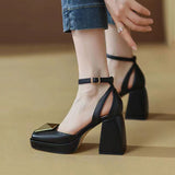 High Heels Women's 2022 Spring summer New Korean Style Versatile Closed Toe Sandals Mary Jane Chunky Heel Pumps