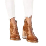 Size 2024 Embroidered Fashion Boots Women's Riveted Acrylic Crystal High-Heeled