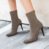 Breakj 2025 New Women's Boots Fashion Velvet Fine And Mid-Sleet Boots Tips High And Fashion