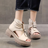 Breakj Platform Sandals Women's High Heel Women's Shoes 2023 Summer New Fish Mouth Shoes Rome Wedge Belt Buckle Sandals Women's
