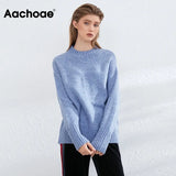 Women Elegant Solid Color Sweaters Basic O Neck Batwing Long Sleeve Knitted Tops Female Autumn Winter Fashion Jumper