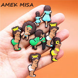 Black Series Shoe Charms Cute Black Children Boy Girls PVC Shoe Accessories Decorations Fit Croc Jibz Party Kids Gifts