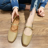 New Women Low Heel Shoes Square Toe Retro Mary Janes Pumps Casual Spring Autumn Lady Weekly Shoes Size