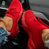 Women Mesh Vulcanized Ladies Platform Sports Shoes Female Casual Lace Up Flats Women's Comfortable Footwear Plus
