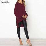 Fashion Women's Asymmetrical Blouse 2022 ZANZEA Elegant Puff Sleeve Tops Layered Blusas Female Solid Blusas Tunic