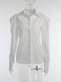 Backless Women T Shirt Button Turn-down Collar Long Sleeve Fall Casual Sexy Lace Up Office Ladies Fashion Blouses