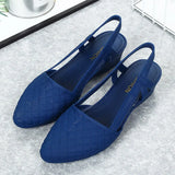 Sandals Summer Shoes 2021 Pointed Toe Ladies Shallow Female Mid Heels Summer Hollow Out Breathable Comfort Woman