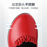 Slope Heel Single Shoes Women's 2023 Thick Bottom Waterproof Platform Soft Soles Red Large Size 43 Middle-Aged Mother