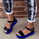 Women Mixed Colors Sandals Female Casual Flat Platform Ladies Fashion Buckle Shoes Woman Comfortable Footwear Plus