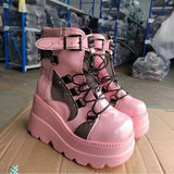 Breakj And Large-Size Flat Bottom With Martin Boots Women's Autumn And Winter Water Table Thick-Bottom Gothic-Style Boots Women