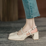 Chic High Heel Sexy Ladies Sandals Side Knot Faux Pearl Fashion Women Pumps Open Back Heel Female