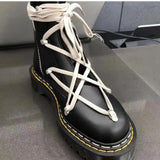 Boots for Women Chunky Martin Boots Genuine Leather Ladies Fashion Platform Motorcycle Boots Botas De Invierno Para