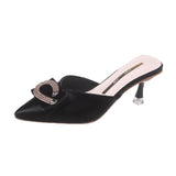 New Korean Version Of Baotou Semi-Slippers In Spring And Summer 2023 Women Wear Pointed Stilettos And Diamond