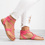 Sandals Soft Bottom Flat Sandals Pu Leather Summer Shoes Women Casual Gladiator Sandals Plus Size 43 Beach Shoes
