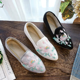 Breakj Grain Bottom Square With Muller Single Shoes Lotus Embroidered Cloth Shoes Bright Silk Cloth Fashion A Foot Pedal Women's