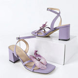 Breakj Women's High-Heeled Shoes Three-Dimensional Orchid Head Thick And Spring And Summer Fashion Night Party Purple