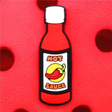 1pcs Wine Bottle Shoe Charms Cheese Chili Sauce Shoes Accessories Decoration Fit Croc Jibz Party Kids Gifts