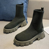 Autumn Boots Platform Socks Shoes Women Thick-soled Winter Casual Large Size 43 Knitted Short Boots Women Botas De
