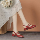 Breakj Jane Shoes Women's French Retro Small Red Shoes In The Summer Of 2025 New Double Buckle Shallow Mouth Coarse Single