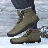 Men Hiking Shoes Winter Boots Keep Warm Plush Waterproof Ankle Boots Outdoor Non-slip High-top Zapatos Outdoor Hombre