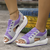 Breakj Women Plus Size Summer New Fish Mouth Flying Weave Casual Sports Sandals Lace Up Female Beach Shoes