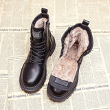 Winter Boots 2021 New Fur Black Platform Combat Boots For Women Punk Gothic Shoes Ankle Boots Female Brand