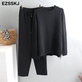 Pieces Set Women Knitted Tracksuit Turtleneck Sweater + Carrot Jogging Pants Pullover 2021 Sweater Set CHIC Knitted