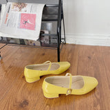 Heels Shoes New Spring Thick Heel Square Toe Shallow Mouth Single Shoes Women Wild Fairy Style Mary Jane