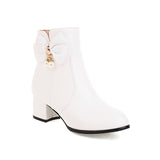 Breakj Sweet Student Boots Autumn And Winter Heel Round Head Women's Boots Large Size Short Boots