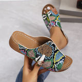 Breakj Bottom Slippers Female 2024 Summer Leopard Print Fashion Patchwork One-Line Flat