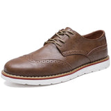 Leather Men Casual Shoes Luxury Party Dress Shoes Men Oxfords Shoes British Trendy Brogue Shoes Lace-up Plus Size