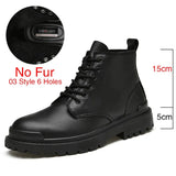 Genuine Leather Men's Ankle Boots High Top Shoes For Men Winter Fashion Male Motorcycle Footwear Snow Boots Size
